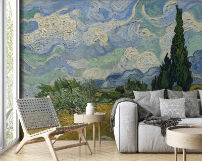 Tapeta Pole przenicy z cyprysami Van Gogh (NG2026007)
